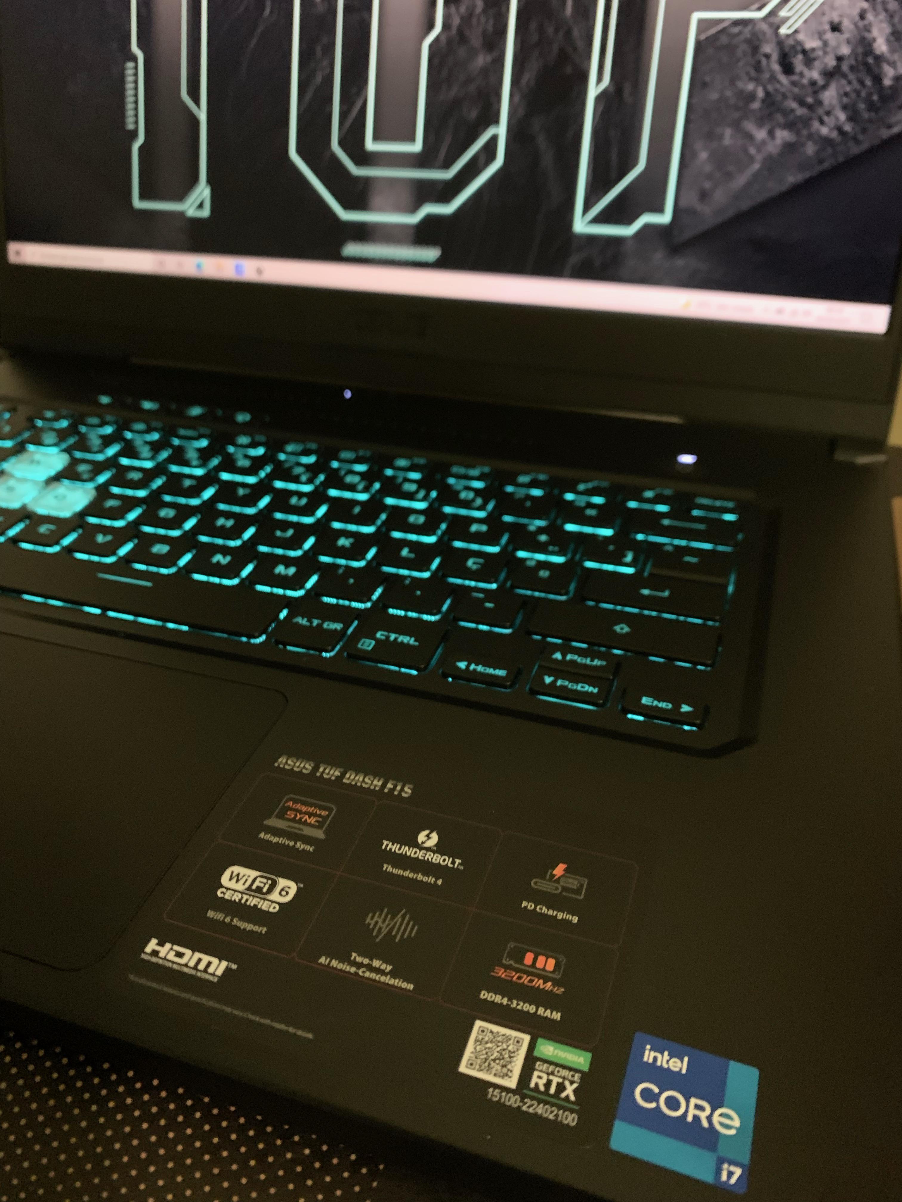 لپ تاپ گیمینگ ایسوس تاف DASH F15 FX516PM / CPU:I7-11370H / RAM:16GB DDRT4 / VGA:6GB RTX 3060 / HARD:512GB SSD / LED:15.6 FHD 144HZ