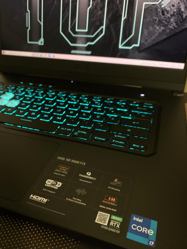 لپ تاپ گیمینگ ایسوس تاف DASH F15 FX516PM / CPU:I7-11370H / RAM:16GB DDRT4 / VGA:6GB RTX 3060 / HARD:512GB SSD / LED:15.6 FHD 144HZ