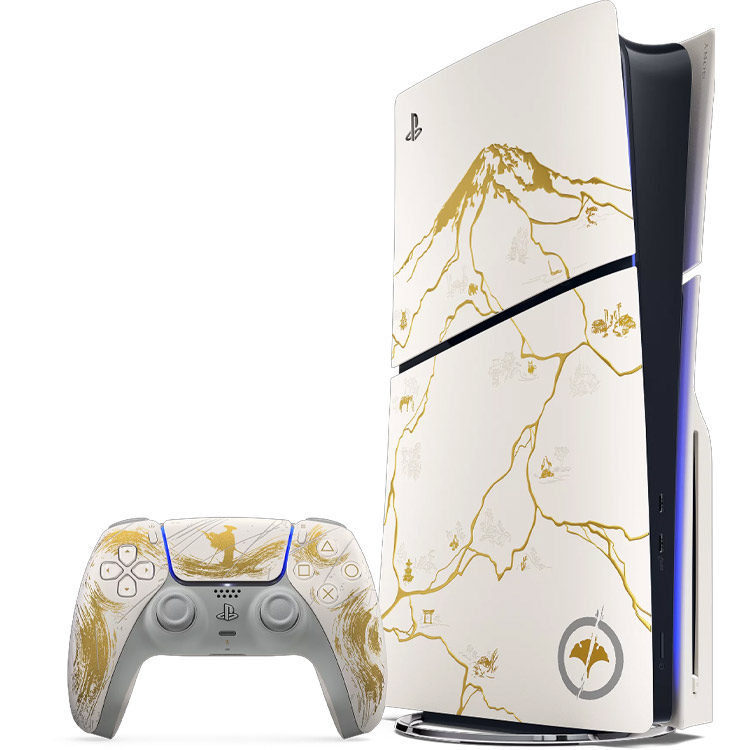پلی استیشن 5 اسلیم - دیسک خور - نسخه محدود بازی Ghost of Yotei - طلایی   play station slim 5 standard Ghost of Yotei